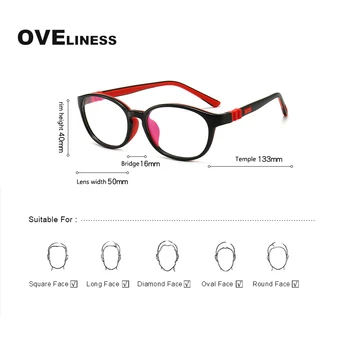 Očala Očala okvir Otrok Anti Blu-ray očala za fante, dekleta TR90 Otroci Recept očala Ovalne Očala Prilagodljiv