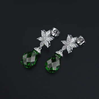 PANSYSEN Letnik Srebro 925 Nakit Ustvarili Smaragdno Lab Diamond Gemstone Spusti Uhani za Ženske Udejstvovanje Stranka Fine Nakit
