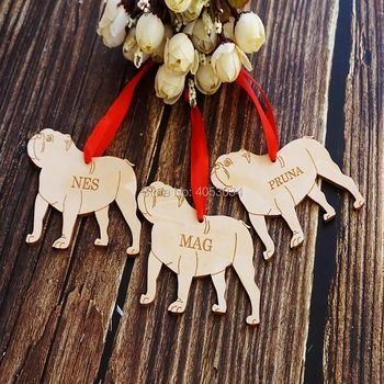 Pit Bull Terier Silhueto Lesa Ornament, Božično Darilo, Darilo Počitnice, Po Meri, Gravirano, Pes Pet Ornament