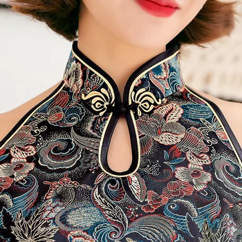 Plus Velikost kitajski hanfu Gumb Kitajski Obleko Vestido Večer Stranka Obleko Ženske Qipao Zmaj Phoenix Cheongsam Formalno Obleko