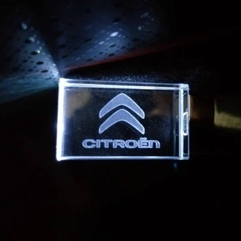 Po meri Logo Avto Citreon Logotip crystal + kovinski USB flash drive pendrive 4GB 8GB 16GB 32GB 64GB 128GB Zunanji pomnilnik za Shranjevanje Pogona