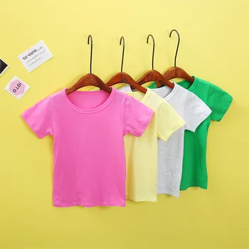 Poletje Otroci T-shirt Barva Dekleta Majice 2-8T Vrhovi Za Fante Bombaž Otroci Tees Šoli Malčka Vrhnja oblačila