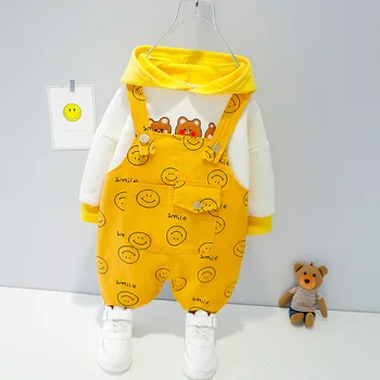 Pomlad Hooded Baby Obleko Novorojenega Dečka, Risanka Hoodies+Trak Hlače Dva Kosa Šport Malčke Baby Set Puloverju Priložnostne Fantje Obleke
