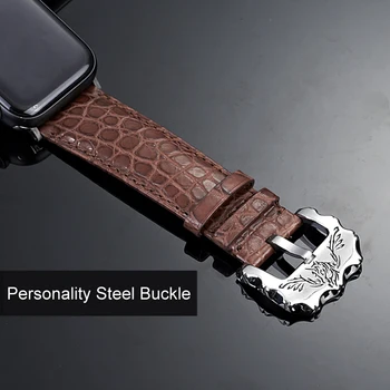 Pravi Krokodil, Kože, Usnje, usnjeni Trak Pasu za Apple ura 1 2 3 4 5 iwatch Watchbands Z Osebnostjo Jeklene Sponke