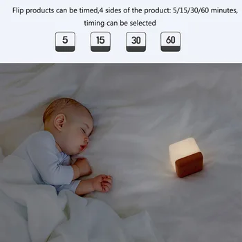 Prenosna LED nočna lučka USB powered flip čas zaščito za oči kvadratnih namizne svetilke spalnica, otroška soba dekoracijo nočna lučka