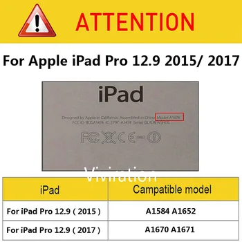 PU Usnjena torbica Za iPad Apple Pro Za 12,9 2017 A1671 A1652 Stojalo za Tablične PC Pokrov Smart Spanja Lupini Trda Zaščitna Torbica