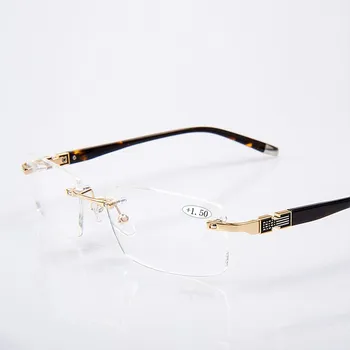 Rimless Moški Slog Titanove Zlitine Proti Blue Ray Obravnavi Očala Moda Kvadratnih Kakovosti 1.59 PC Presbyopia Očal Okvir za Moške