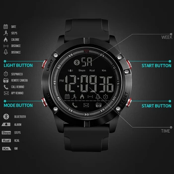 SKMEI Bluetooth Smart Športne Moške Gledajo Pedometer Kalorij Ura Daljinski Digitalni Vojaški Ročne Reloj Inteligente