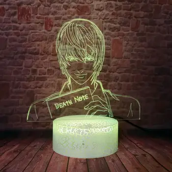 Smrt Opomba Slika Utripa Juguetes 3D LED Nočna Pisane Spreminjajoče se Svetlobe Yagami Light Kira Anime akcijski in igrače številke