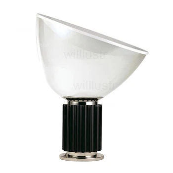 Sodobna tabela svetloba namizne svetilke prozorno prozorno odtenek kovinsko bazo stojalo srebrno črne barve radar design okrasni razsvetljava