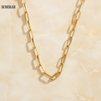 SOMMAR 2020 iz nerjavečega jekla, Zlata barva, dolžina: 42cm extender 5 cm prilagodite ogrlica verige kvadratnih multi-layer ogrlice moški nakit