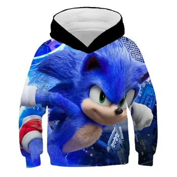 Sonic 3D Nov Modni pulover s Kapuco Priložnostne Long Sleeve Majica 3D fantje/dekleta Obleke Starš-otrok tanke slog risanka plašč