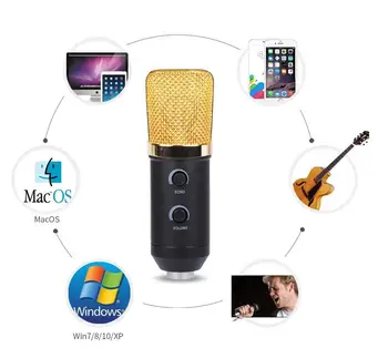 Strokovno Karaoke Prenosni USB Kondenzatorja Echo Mikrofona s Stojala stojalo, nosilec za Računalnik Živo Oddajanje Studio