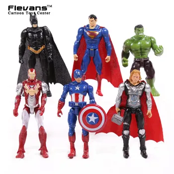 Super Junaki 6pcs/set Iron Man, Thor Captain America Bruce Wayne Clark Kent Hulk PVC figuric Igrače 4