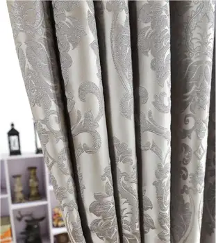 Svila cvet Jacquardske okna zavese za dnevna soba GIGIZAZA srebro 3D cvetlični black out luksuzni draperije okno zdravljenje spalnica