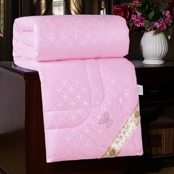 Svila tolažnik/odeja/odeja/rjuhe za poletni in zimski kralj kraljica twin velikost ročno posteljnina bela/roza barve brezplačna dostava