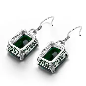 Szjinao Ustvarili Smaragdno Zelena Gemstone Spusti Uhani za Ženske Trdna 925 Sterling Silver Obletnico svate Darila Nakit