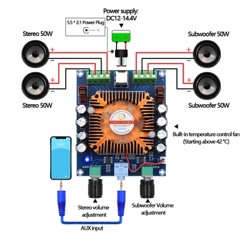 TDA7850 Digital High Power Štiri-Kanalni Avtomobilski Ojačevalec Odbor Razred AB 4*50 W Stereo Subwoofer Amplificador Audio Zvočni Ojačevalniki