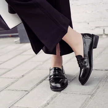 Teahoo 2020 Žensk Slip-on Peni Loafers Ročno Lakastega Usnja Ženske Ravno Čevlji Modni Oxford Čevlji za Ženske Stanovanj