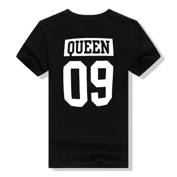 Unisex Smešno Tiskanja Ljubitelje Vrhovi Kralj Kraljica 09 majica Cotton T Shirt Poletje Ženske Moški T-shirt Ulica Slog Pari Tee