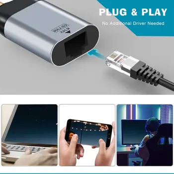 USB C do Ethernet Adapter Kabel Oblikovanje Aluminija USB-C za RJ45 LAN Omrežna kartica Združljiva s tehnologijo Thunderbolt 3