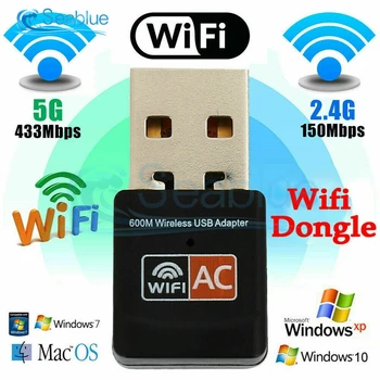 USB WiFi Adapter, 2.4 GHz, 5GHz 600Mbps WiFi Antena, Dual Band 802.11 b/n/g/ac Mini Brezžična Računalniška Omrežja Kartico Sprejemnik