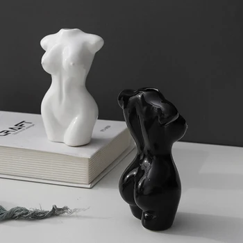 Ustvarjalna Body Art Design Cvet Vazo Golih Ženskih Skulptura Malih Keramična Vaza Doma Smolo Okraski, Dodatki, Okraski