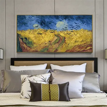 Van Gogh WheatField Vrane Razmnoževanje Oljna slika na Platnu Umetnosti Plakatov in Fotografij Stenske Slike za Dnevna Soba Dekor