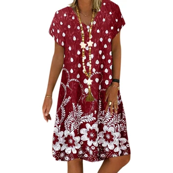 Vicabo Polka Dot Tiskanja Barvni Mozaik Obleko za Ženske Velikosti Priložnostne Svoboden Vestidos Ženski Plašč V Vratu Obleko S-5XL