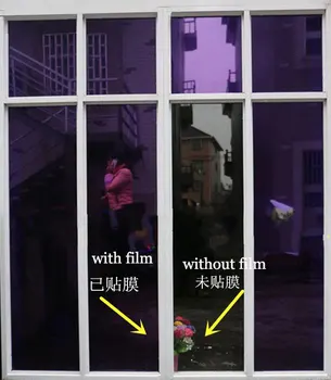Vijolična Srebrna Izolacija Okna Film Sončne Reflektivni En Način Ogledalo barvno okno Nalepke za Dom in pisarno dekor Dolžina 200 cm