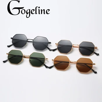 Vintage ženske octagon sončna očala moške, kovinsko zlata, zelena, rjava moški octagonal sončna očala za ženske poligon uv400