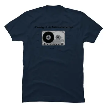 Visoka Kakovost Vintage T Shirt Anatomija Zvoka, Kasetni Trak Svoboden Tshirt Shematski Glasbe Smešno Prevelik Bombaž Vrhovi & Tees Moški