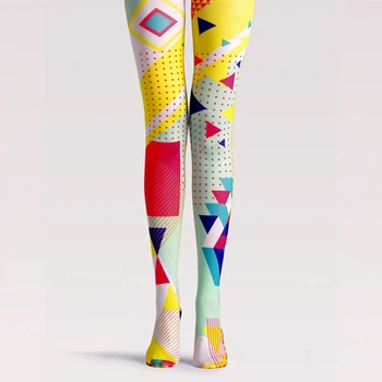 VP Edinstvene Barvne nogavice geometrijski vzorec Nogavice, Visoke kakovosti, Svilene nogavice, 1 bi=1pc