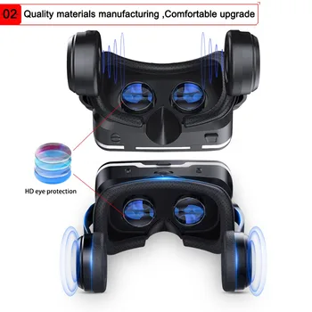 VR shinecon 3D Google Kartonske VR Pro Različica VR Virtualne Realnosti Očala 3D Smart Bluetooth Brezžični Daljinski upravljalnik Gamepad