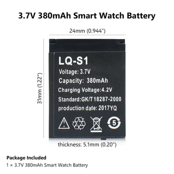 Vrhunska Pametno Gledati Baterije LQ-S1 3,7 V 380mAh litijeva Baterija za ponovno Polnjenje Za Pametno Gledati DZ09