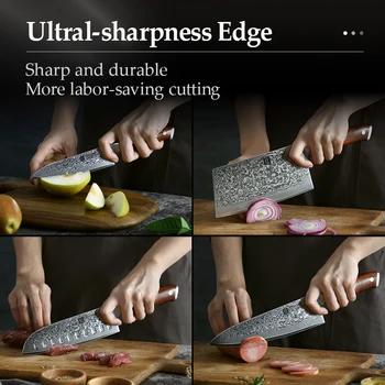 XINZUO 5PCS Nož Set Damask Jekla Kuhinjski Noži Magnetni Nož Stojalo za Jedilni pribor v Kuhinji Kuhar Postavlja z Rosewood Ročaj