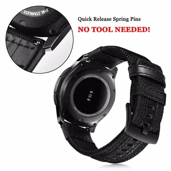 Za Samsung Prestavi S3 Frontier / Classic Watch najlon Tkanine Band 22 mm Univerzalni Trak za Hitro Sprostitev, Pomlad Zatiči Nadomestni Trakovi