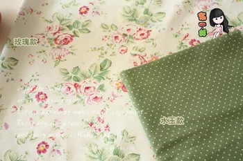 ZAKKA perilo tkanine, varnostno malo zelene natisnjeni perilo bombažne tkanine za DIY obrti 150 * 50 cm Naročilo Platno, Tekstilne Organizacija