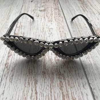 ZAOLIHU Letnik Cat Eye Designer Ženske sončna Očala Diamond Ženski Eyeglass Črne Barve Gafas de sol Sijaj Sonce Očala UV400