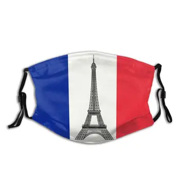 Zastavo Stroj Usta Masko za Odrasle francoski La Tour Eiffel Anti Meglica, Prah Maske z Filtri Respirator Žarilna PM 2.5