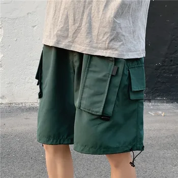 ZAZOMDE Poletje nove moške hlače modni svoboden kombinezon trend hip-hop divje priložnostne hlače lep žep za moške, pet-točka hlače tide