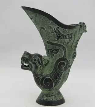 Zbirka archaize bronasto tiger vino cup domov dekoracijo kip