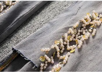 Zdrobljen luknjo kavbojke ženske 2020 nov modni beaded visoko pasu tencel suh gleženj dolžina flare kavbojke