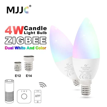 Zigbee ZLL LED 4W Sveče Žarnice RGB RGBW RGBWW CW Smart APP Nadzor 110V 220V 240V 230V E12 E14 Delo z Amazon Echo Plus