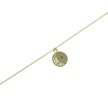 Zlatnik ogrlica geometrijske Krog disco Disk obesek vgravirana cz Luna star božično darilo klasičen modni nakit