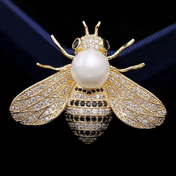 Zlxgirl visoko qualityAAA kubičnih cirkon čebel insektov broška dodatki kovinski pearl baker hidžab pripomoček za ženske modni šal zatiči