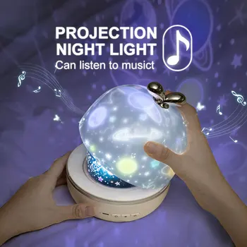 Zvezdnato Nebo Projektor Noč Svetlobe Z BT Zvočnik Daljinski upravljalnik Polnilna Vrtenje LED Lučka Pisane Star Otroci Baby Darilo