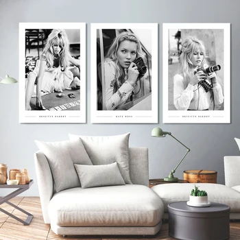 Črna in Bela Znani Model, Foto Letnik Sliko Umetnosti Slikarstva Brigitte Bardot Mariyn Monroe Moda Plakat Platno Natisne Dekor