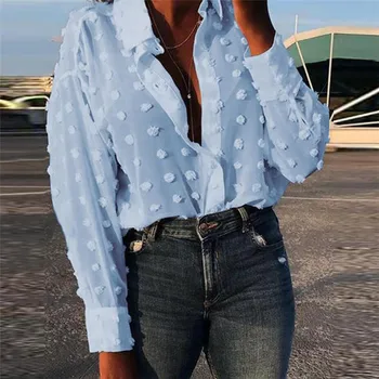 Ženske Očesa, Prosojna Bluza vidi skozi Dolgo Rokavi Top Majica Bluzo Moda Gumb Transparentno Modra, Bela, Čista Ženska Majica Blusas