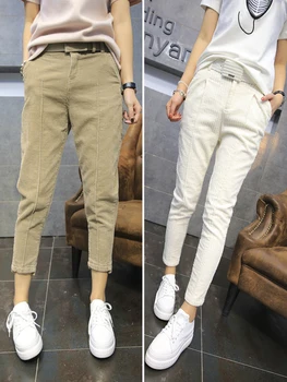 ženske velvet hlače Gleženj-dolžina ženske hlače priložnostno suh svinčnik sredi pasu trdno sashes ženski mikro-elastični noge hlače ženske